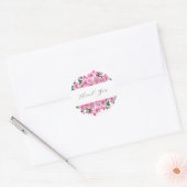 Roze Floral Hartelijk dank Sticker (Envelop)