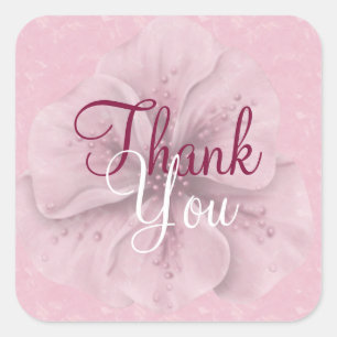 Roze Floral Hartelijk dank Vierkante Sticker