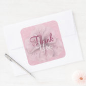 Roze Floral Hartelijk dank Vierkante Sticker (Envelop)