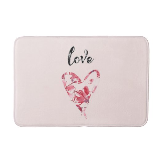 roze Floral Heart Badmat (Voorkant)