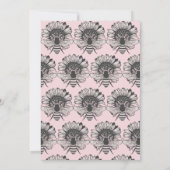 Roze Floral Heart Bee Baby shower Uitnodiging (Achterkant)