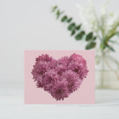 Roze Floral Heart Briefkaart (Staand voorkant)