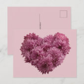 Roze Floral Heart Briefkaart (Voorkant / Achterkant)