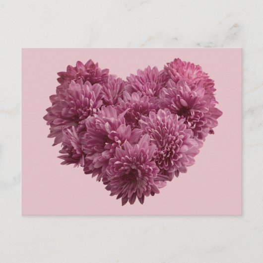 Roze Floral Heart Briefkaart (Voorkant)