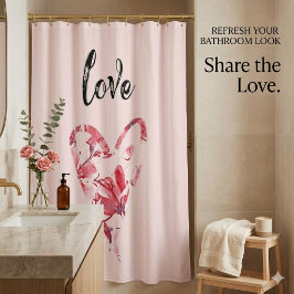 roze Floral Heart Douchegordijn