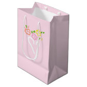 Roze Floral Heart Gift Bag Medium Cadeauzakje (Voorkant Gekanteld)