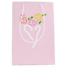 Roze Floral Heart Gift Bag Medium Cadeauzakje