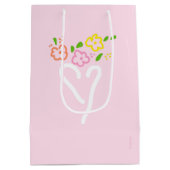 Roze Floral Heart Gift Bag Medium Cadeauzakje (Achterkant)