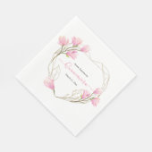 Roze Floral Heart Lijst Aangepast Quinceanera Servet (Hoek)