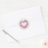 Roze Floral Heart Ronde Sticker (Envelop)