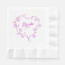 Roze Floral Heart Vrijgezellenfeest Napkin Servet