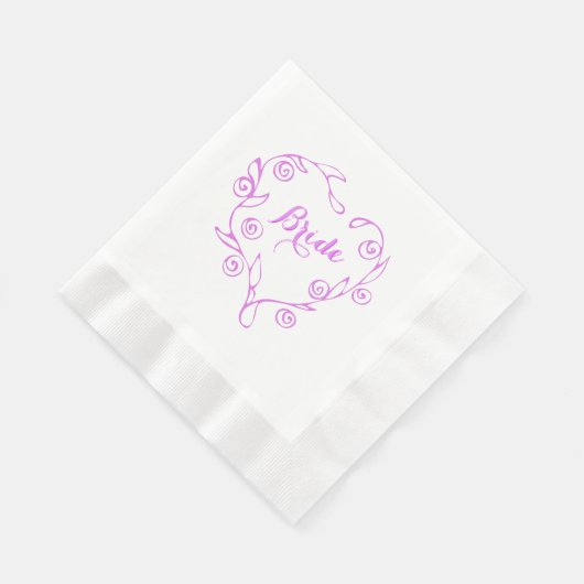 Roze Floral Heart Vrijgezellenfeest Napkin Servet (Hoek)