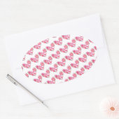 Roze Floral Hearts Envelope Seals Ovale Sticker (Envelop)