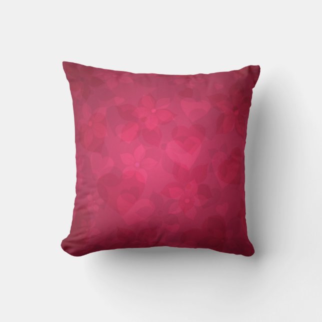Roze Floral Hearts Kussen (Voorkant)