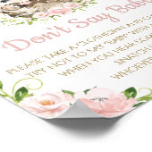 Roze Floral Hedégel Zeg geen Baby shower Game Poster (Hoek)