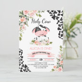 Roze Floral Heilige Koe Koe Eerste verjaardag Kaart (Staand voorkant)