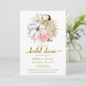 Roze Floral Herfst Bridal Shower Uitnodiging (Staand voorkant)