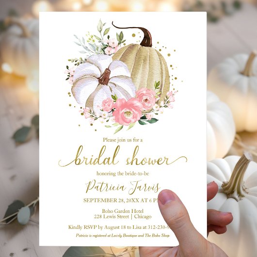 Roze Floral Herfst Bridal Shower Uitnodiging