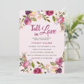 Roze Floral Herfst in Love Bridal Shower Kaart (Staand voorkant)