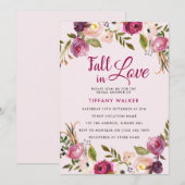 Roze Floral Herfst in Love Bridal Shower Kaart (Voorkant / Achterkant)