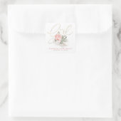 Roze Floral Het is een meisje Baby shower Vierkante Sticker (Tas)