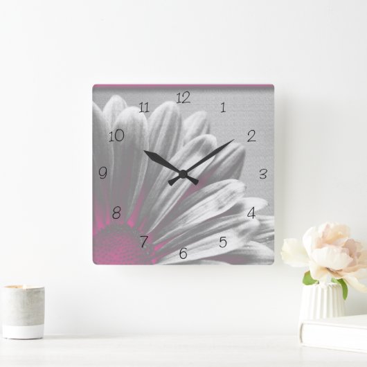 Roze Floral Highlight Square Clock Vierkante Klok (Huis)