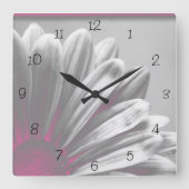 Roze Floral Highlight Square Clock Vierkante Klok (Voorkant)