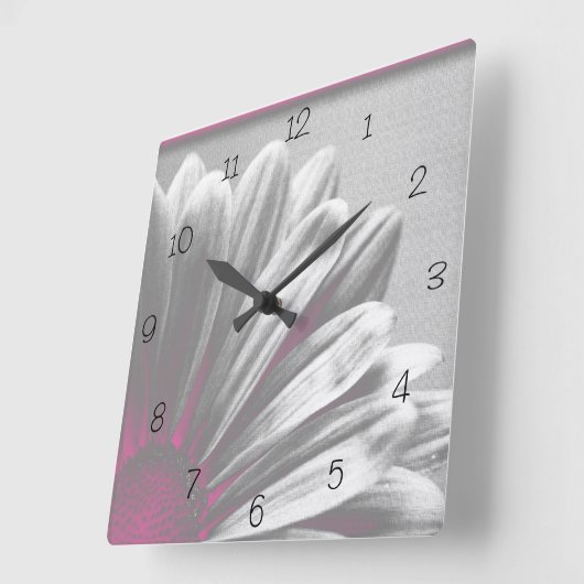 Roze Floral Highlight Square Clock Vierkante Klok (Hoek)