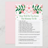 Roze Floral Hoe goed ken je het baby shower spel? (Voorkant / Achterkant)