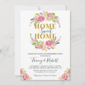 Roze Floral Home Sweet Home Housewarming Invite Kaart (Voorkant)