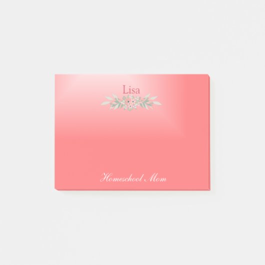 Roze Floral Homeschool mama Post-it® Notes (Voorkant)