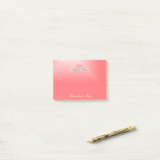 Roze Floral Homeschool mama Post-it® Notes (Op bureau)