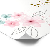 Roze Floral Hot Air Ballon Baby shower Welkom Poster (Hoek)