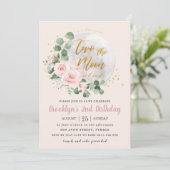 Roze Floral hou van jullie twee de maan 2de verjaa Kaart (Staand voorkant)