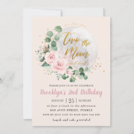 Roze Floral hou van jullie twee de maan 2de verjaa Kaart