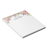 Roze Floral II van het bureau van, gepersonaliseer Notitieblok (Schuin)