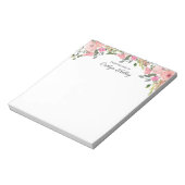Roze Floral II van het bureau van, gepersonaliseer Notitieblok (Linkerzijde)