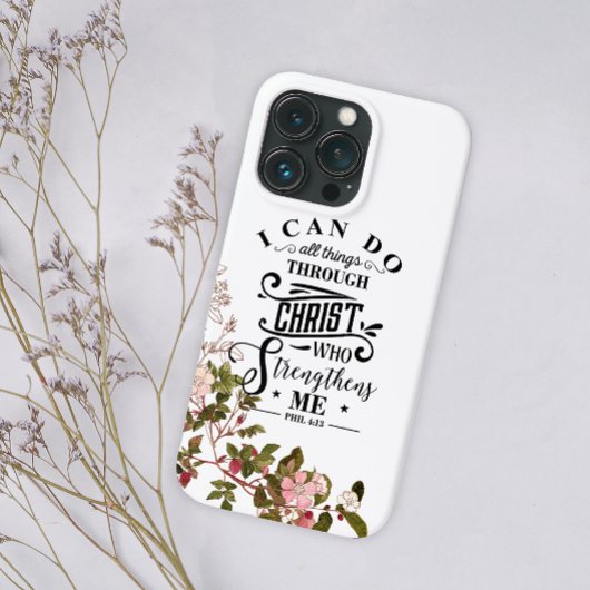 Roze Floral ik kan alles doen door Christus Case-Mate iPhone Case