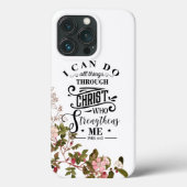 Roze Floral ik kan alles doen door Christus Case-Mate iPhone Case (Achterkant)