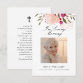 Roze Floral in het liefhebben van de begrafenis va Notitiekaartje (Voorkant / Achterkant)