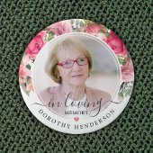 Roze Floral in liefhebbend geheugen Foto Memorial Ronde Button 7,6 Cm
