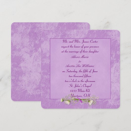 Roze Floral Inreliëfdruk Weddenschap Kaart (Voorkant / Achterkant)