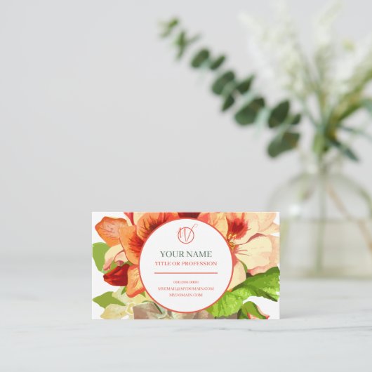 Roze Floral je beroep en bedrijf Biz ZSSG Contactkaartje (Staand voorkant)