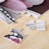 Roze Floral Jigzaag Puzzle Legpuzzel (Zijkant)