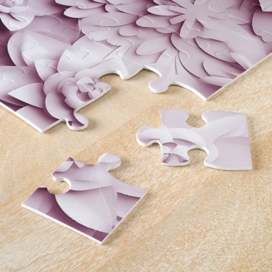 Roze Floral Jigzaag Puzzle Legpuzzel (Zijkant)