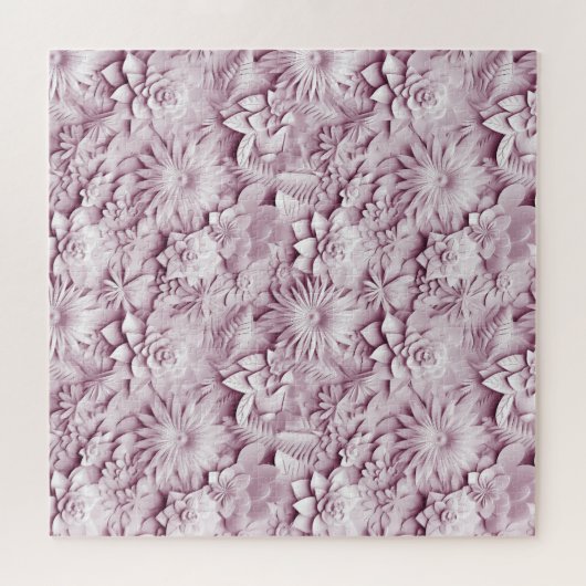 Roze Floral Jigzaag Puzzle Legpuzzel (Horizontaal)