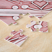 Roze Floral Jigzaag Puzzle Legpuzzel (Zijkant)