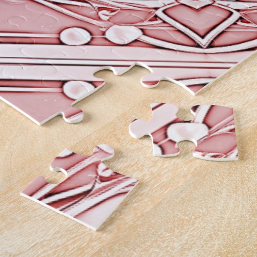 Roze Floral Jigzaag Puzzle Legpuzzel (Zijkant)