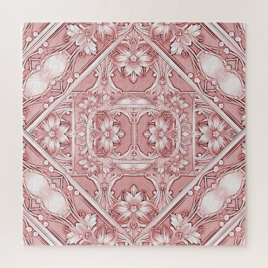 Roze Floral Jigzaag Puzzle Legpuzzel (Verticaal)