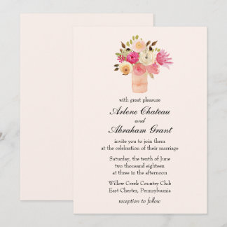 Roze Floral Joy Wedding Kaart